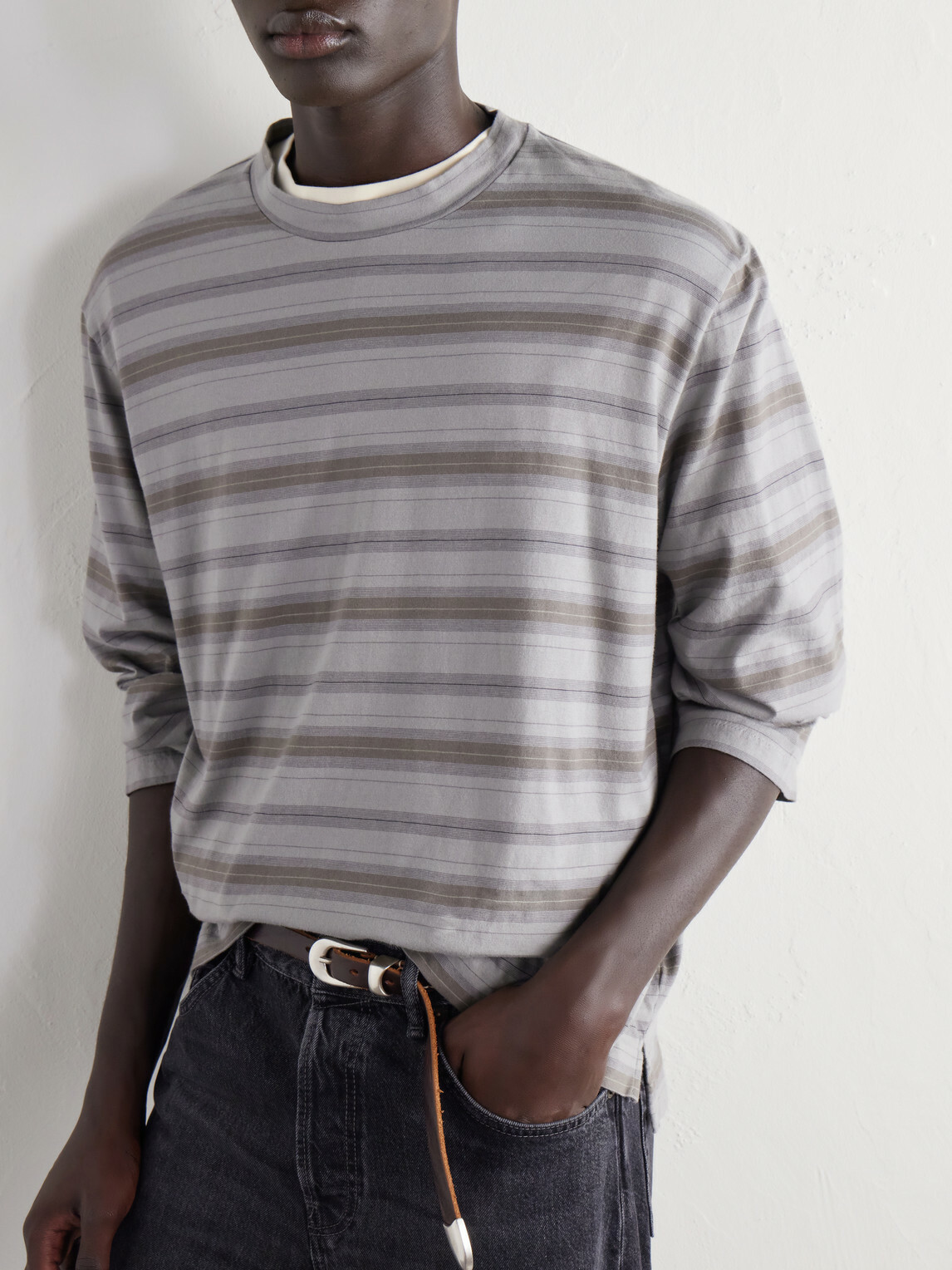 Our Legacy - Striped Cotton-Jersey T-Shirt - Gray