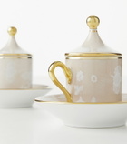 Ginori 1735 Oriente Italiano set of 2 coffee cups, covers, and saucers