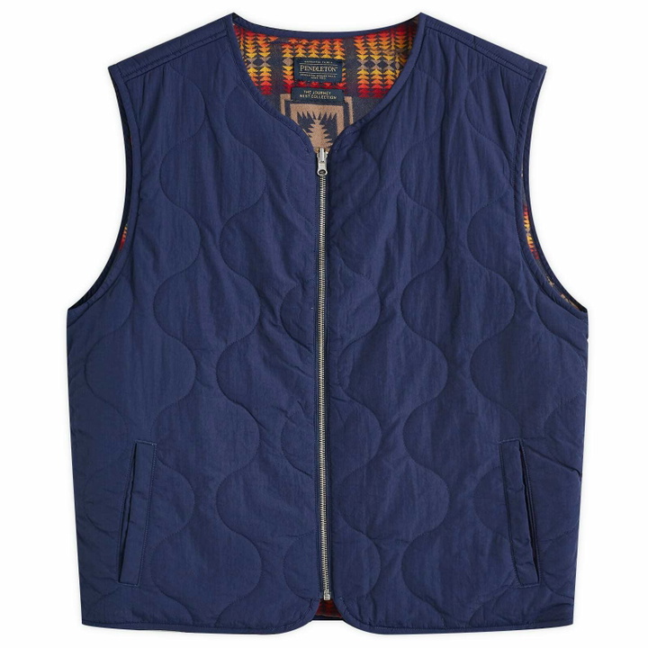 Photo: Pendleton Men's Reversible Quilted Vest in Harding Navy
