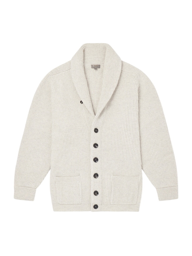 Photo: N.PEAL - Kensington Shawl-Collar Ribbed Cashmere Cardigan - Gray