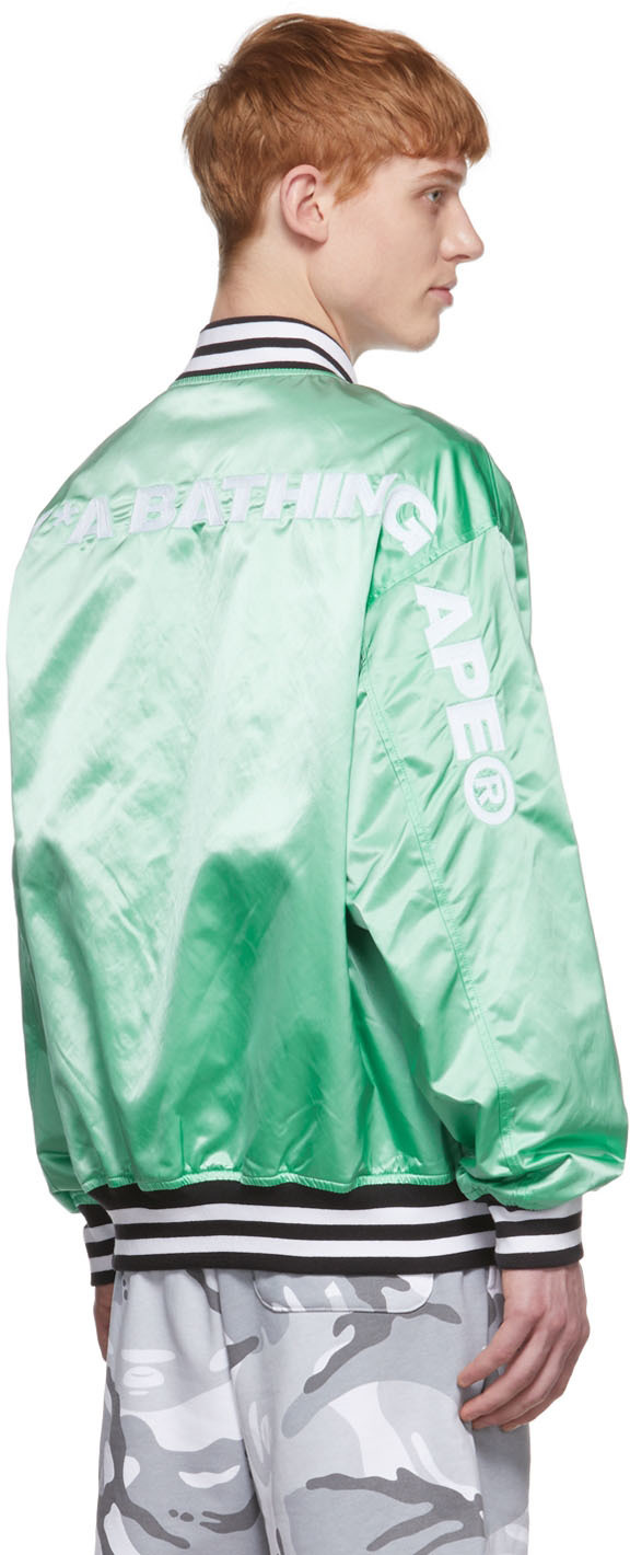 AAPE by A Bathing Ape Green Nylon Reversible Bomber Jacket AAPE by