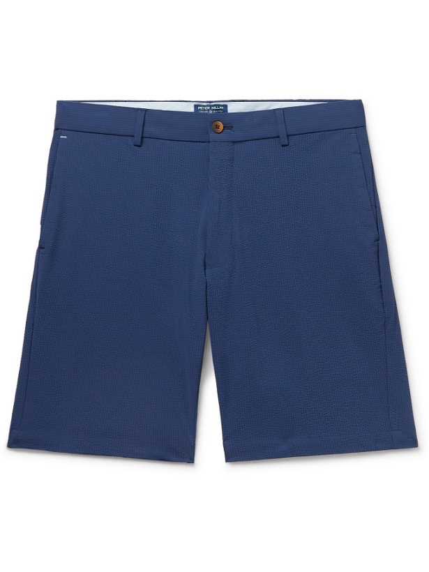 Photo: PETER MILLAR - Matlock Slim-Fit Cotton-Blend Seersucker Shorts - Blue - UK/US 30