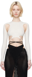 ANDREĀDAMO Off-White Cutout Long Sleeve T-Shirt