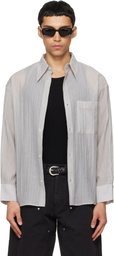 TONYWACK Gray Lyocell Oversized Stripe Shirt