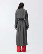 Pinko Classic Faded Cotton Trench Coat Shadow Grey