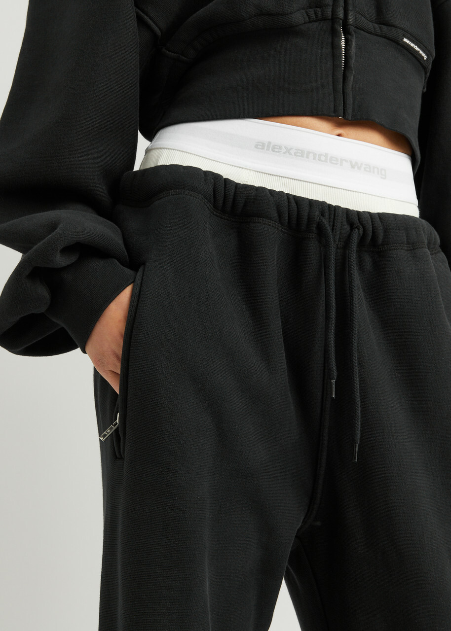Alexanderwang.t Logo Layered Cotton Sweatpants Black
