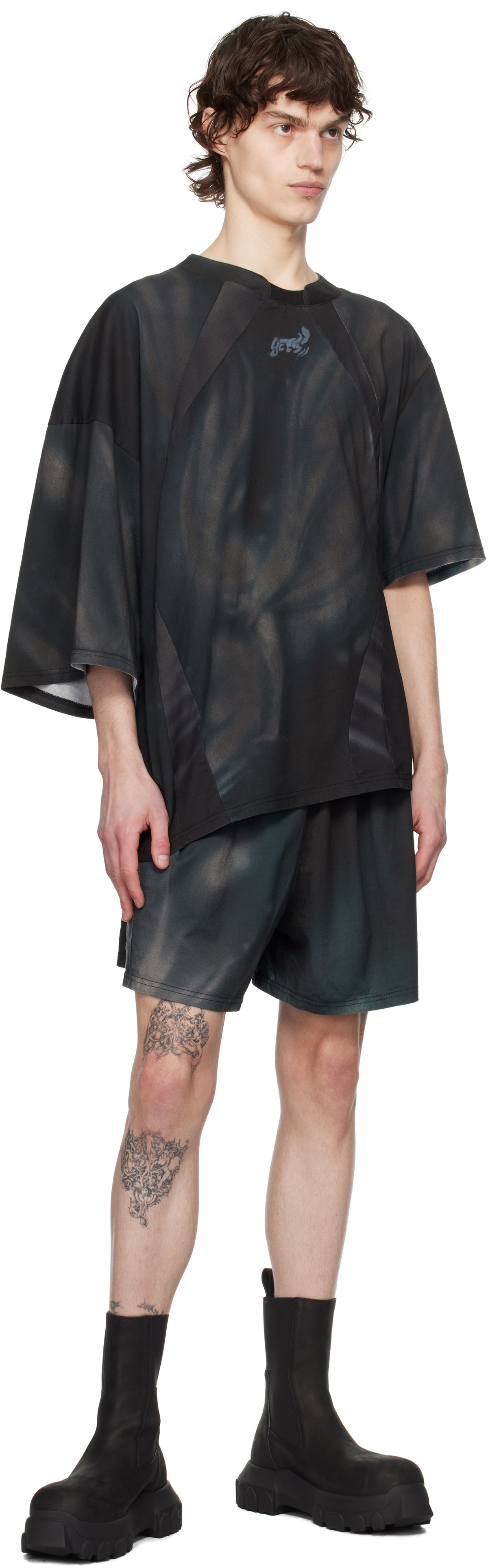Gerrit Jacob Khaki & Black Paneled Jersey Shorts