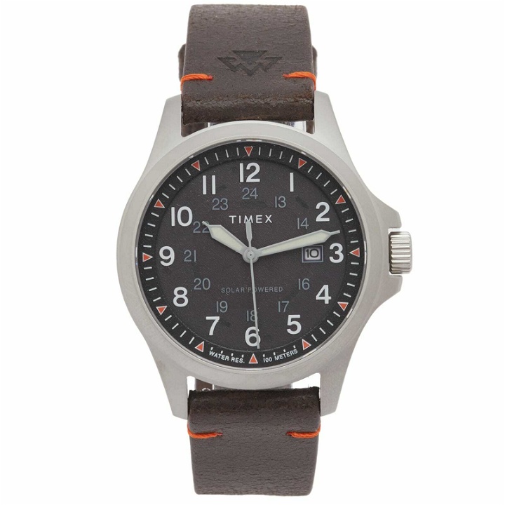 Photo: Timex Men's Field Post Solar 41mm Watch in Brown/Black