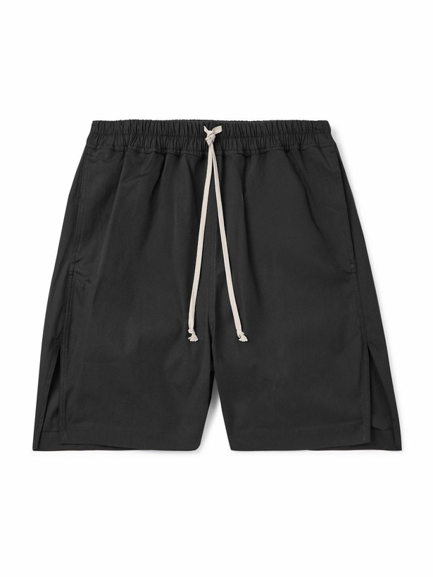 Photo: Rick Owens - Straight-Leg Cotton-Blend Poplin Drawstring Shorts - Black