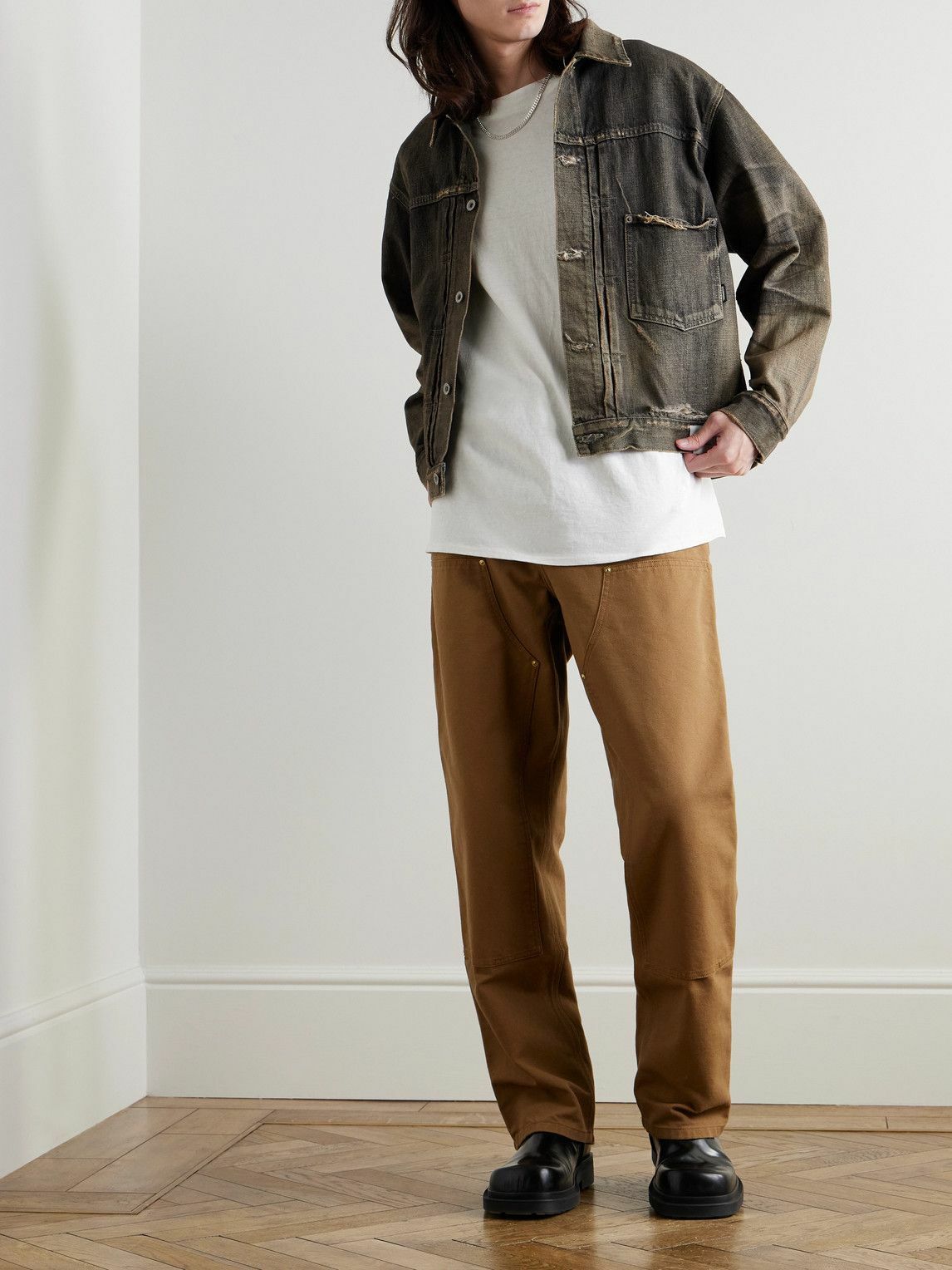 Neighborhood - Savage Type-1 Distressed Denim Jacket - Gray