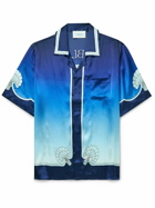 Casablanca - Convertible-Collar Printed Silk-Satin Shirt - Blue