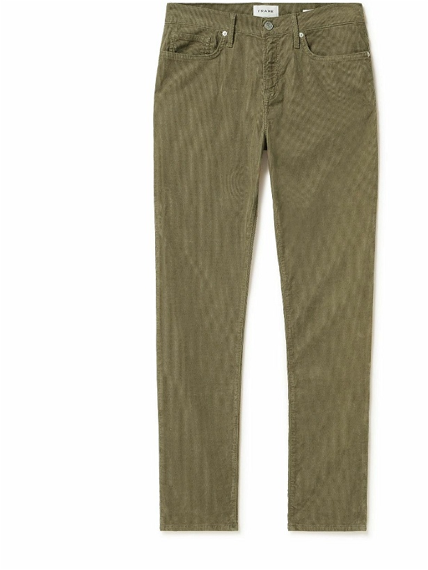 Photo: FRAME - L'Homme Slim-Fit Cotton-Blend Corduroy Trousers - Green