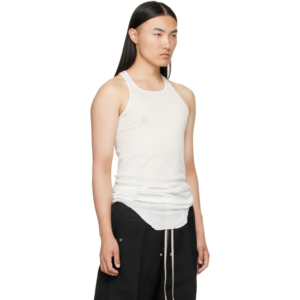 Rick Owens Off-White Tower Basic Rib Tank Top