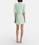 Alessandra Rich Lace-trimmed floral silk minidress
