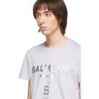 Balmain Grey and Silver Logo T-Shirt