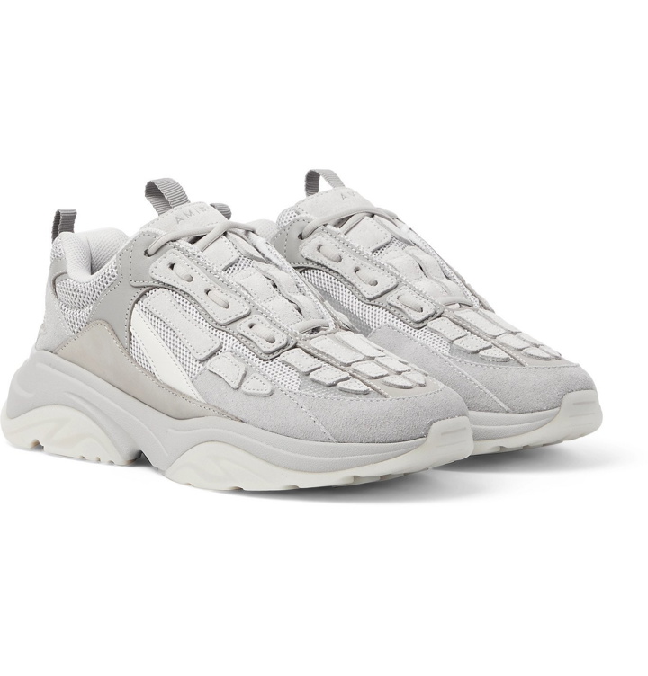 Photo: AMIRI - Bone Runner Mesh, Leather and Suede Sneakers - Gray
