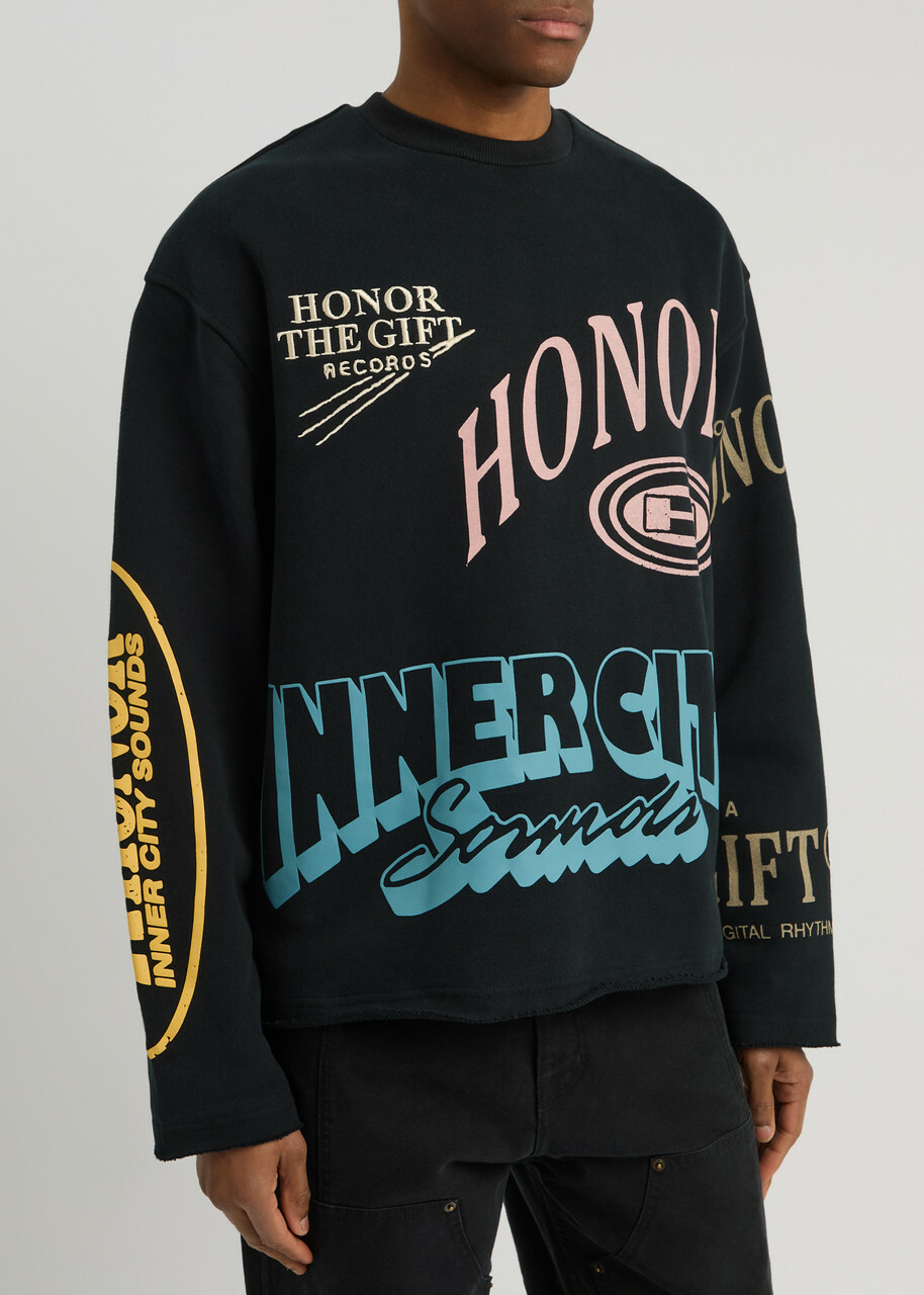 Honor The Gift Studio Logo Printed Cotton Sweatshirt Black