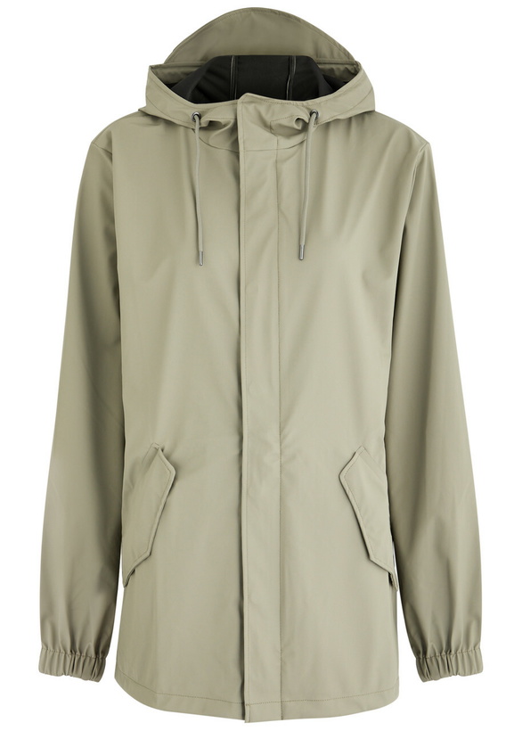Photo: Rains Fishtail Hooded Rubberised Parka Sage