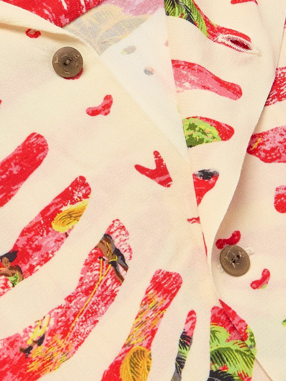 KAPITAL - Aloha Convertible-Collar Printed Woven Shirt - Red KAPITAL