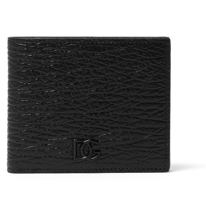 Photo: Dolce & Gabbana - Logo-Appliquéd Textured-Leather Billfold Wallet - Black