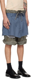 Maison Margiela Blue Layered Shorts