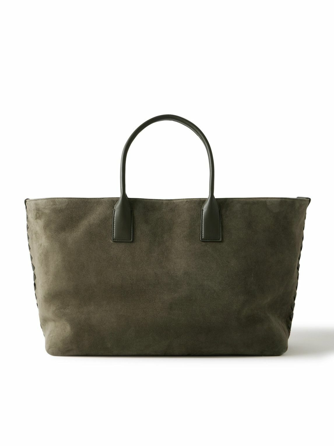 トートバッグ BOTTEGA VENETA Biscuit Suede Large Cabat Shopping Bag Bottega Veneta - Large Cabat Taupe Gray Suede Woven Tote