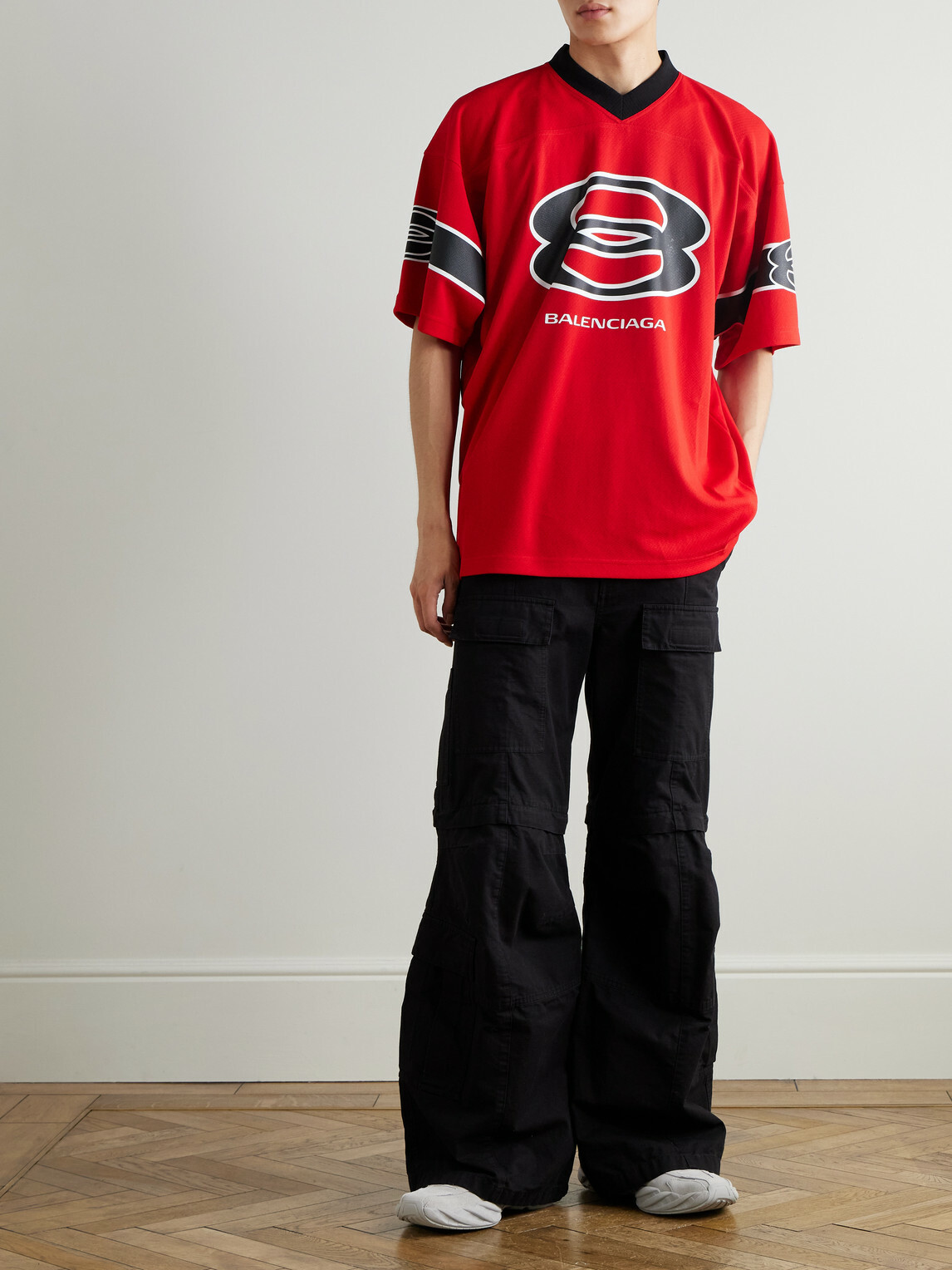 Balenciaga - American Football Oversized Printed Piqué T-Shirt - Red