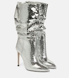 Paris Texas Slouchy python-effect leather boots