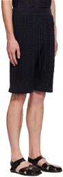 LE17SEPTEMBRE Navy Linen Shorts
