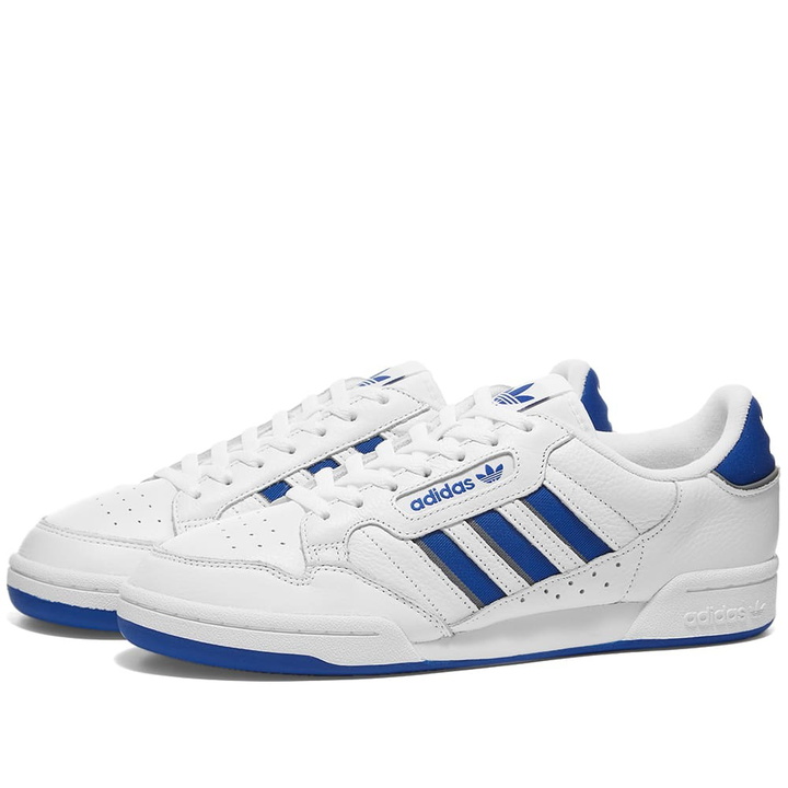 Photo: Adidas Continental 80 Stripes Sneakers in White/Collegiate Royal/Grey Three