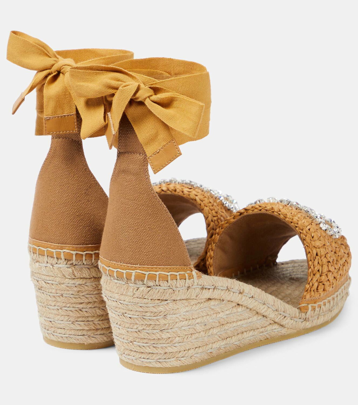 Gucci GG embellished raffia espadrille wedges Gucci
