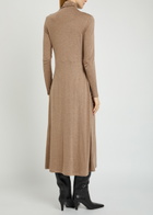 Vince Funnel-neck Jersey Midi Dress Beige