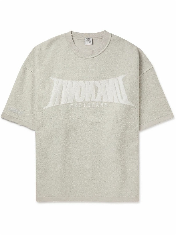Photo: VETEMENTS - Oversized Embroidered Cotton-Blend Jersey T-Shirt - White
