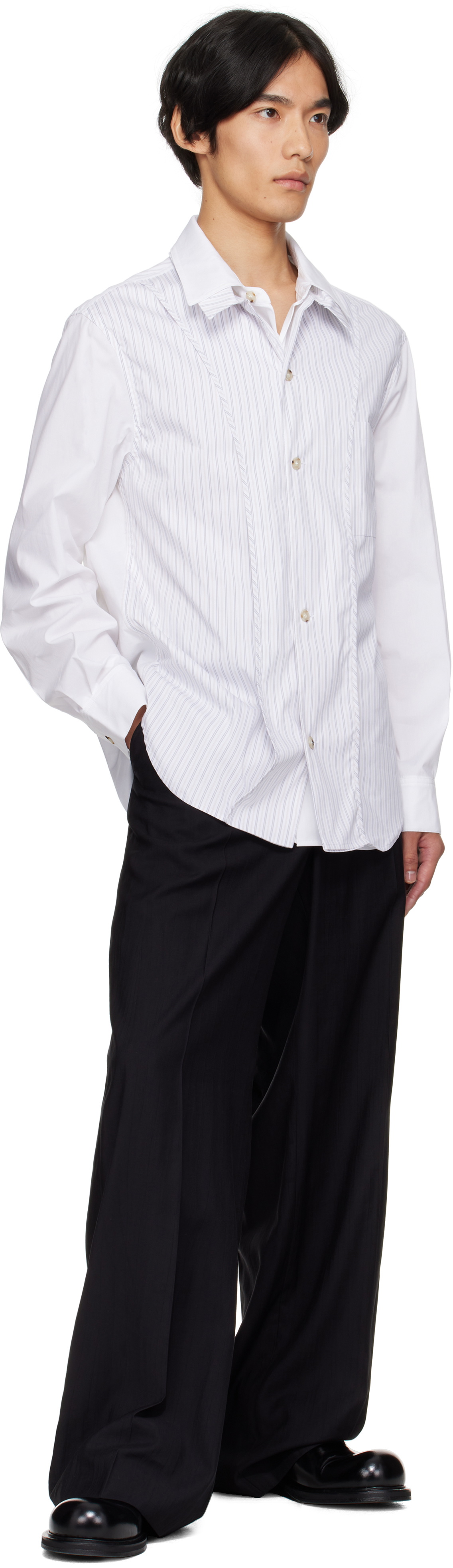 Andersson Bell White Open Collar Layered Shirt