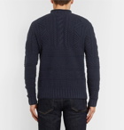 Ralph Lauren Purple Label - Cable-Knit Wool and Cashmere-Blend Mock-Neck Sweater - Men - Midnight blue