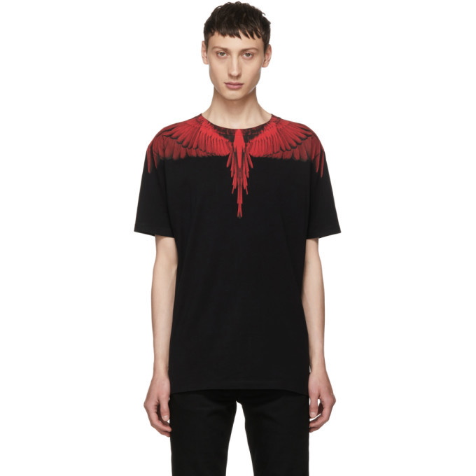 Marcelo Burlon County of Milan Black and Red Wing T-Shirt Marcelo County of Milan
