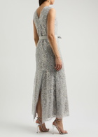 Huishan Zhang Esma Embellished Tulle Maxi Dress Silver