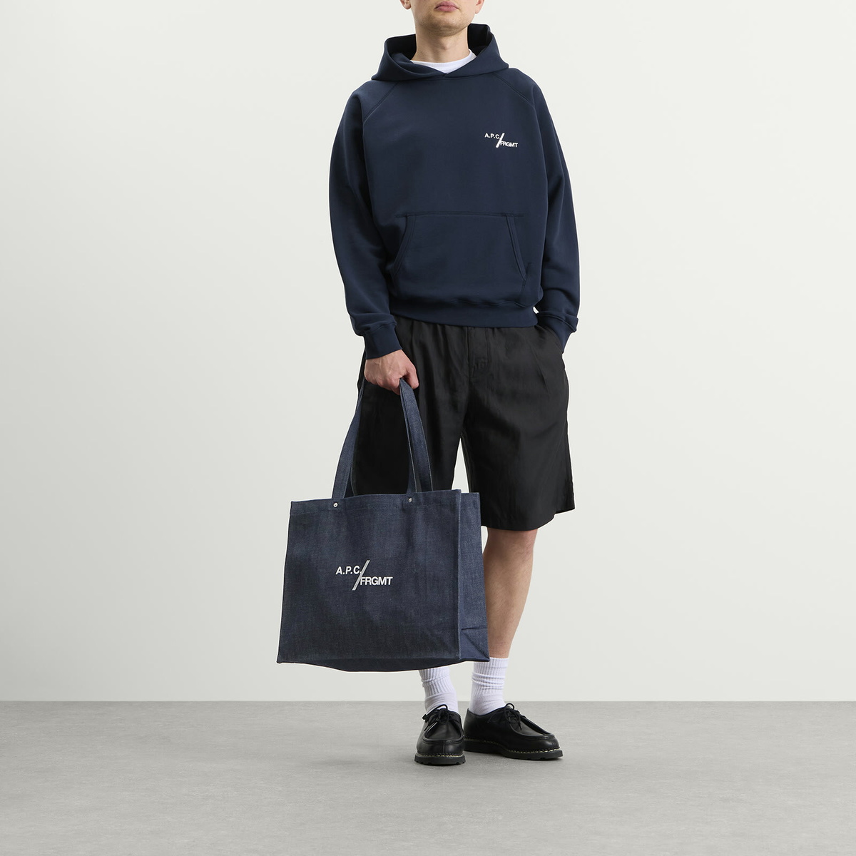 A.P.C. Men's FRGMT. Je Sors Ce Soir Shopping Bag in Indigo 