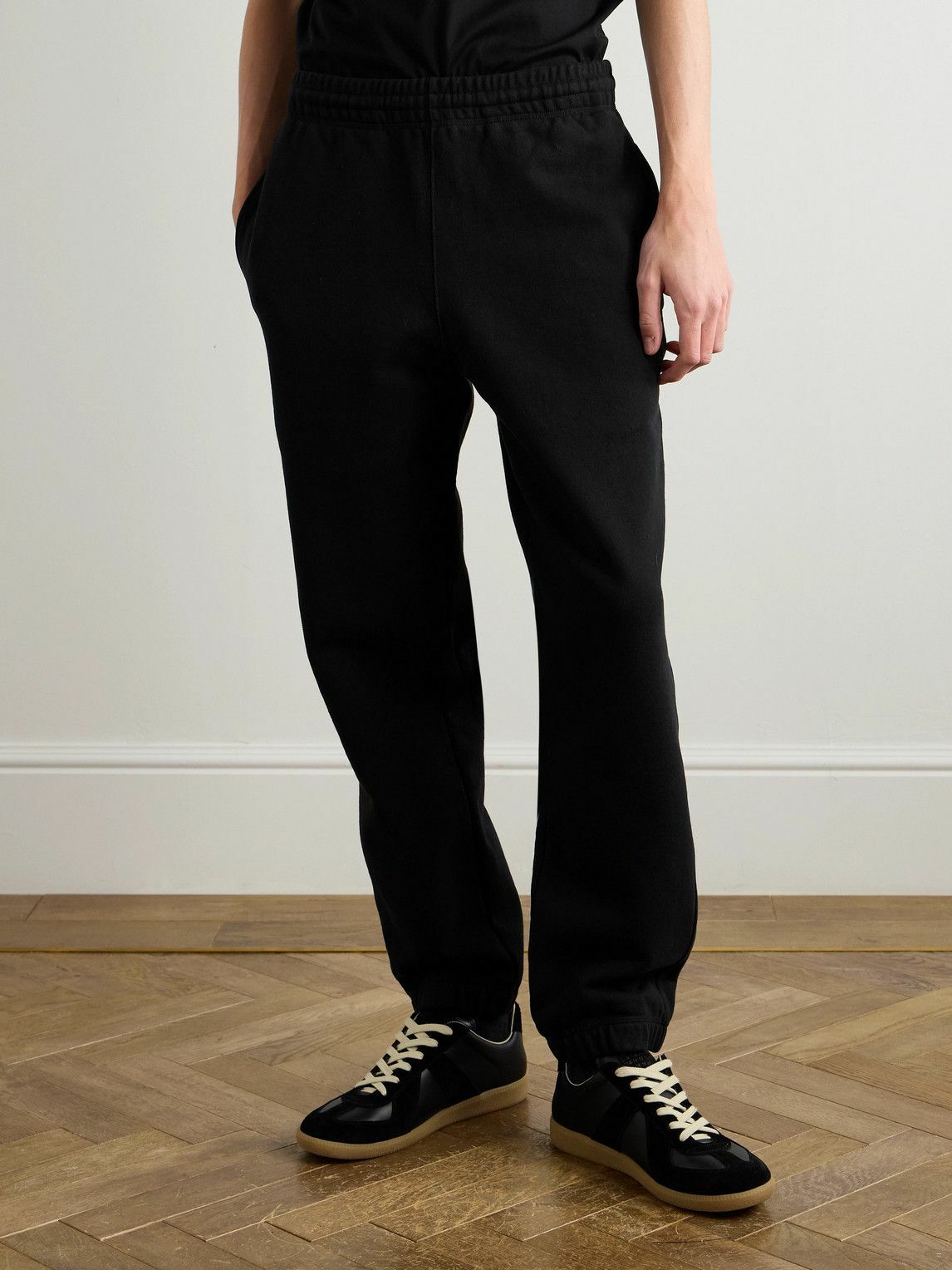 Burberry - Tapered Logo-Appliquéd Cotton-Jersey Sweatpants - Black