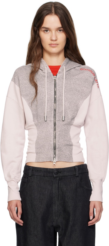 Photo: Eckhaus Latta White & Gray Snatched Hoodie