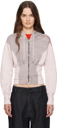 Eckhaus Latta White & Gray Snatched Hoodie