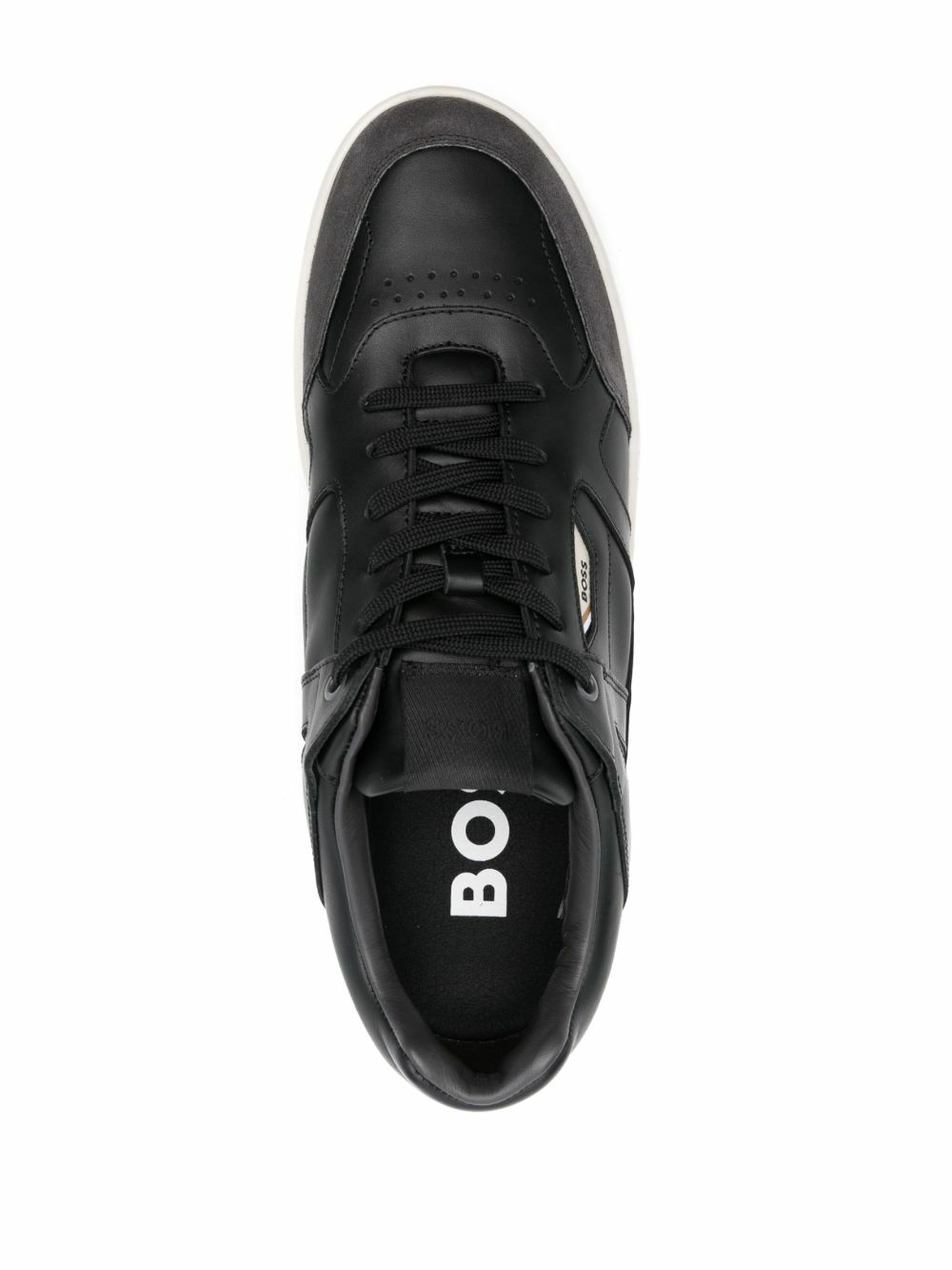 HUGO Black Suede-Trimmed Leather Sneakers