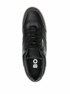 HUGO Black Suede-Trimmed Leather Sneakers