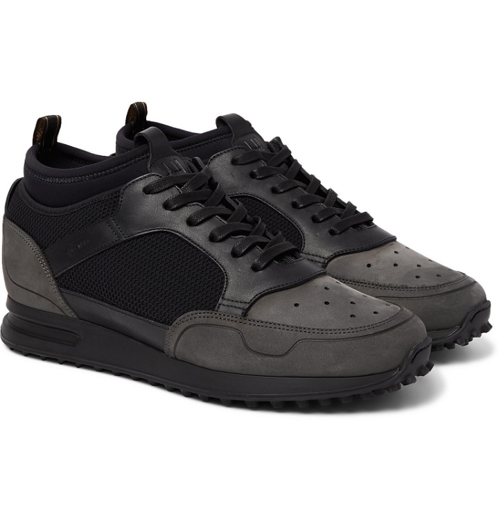 Photo: Dunhill - Radial Runner Neoprene and Leather-Trimmed Suede and Mesh Sneakers - Black
