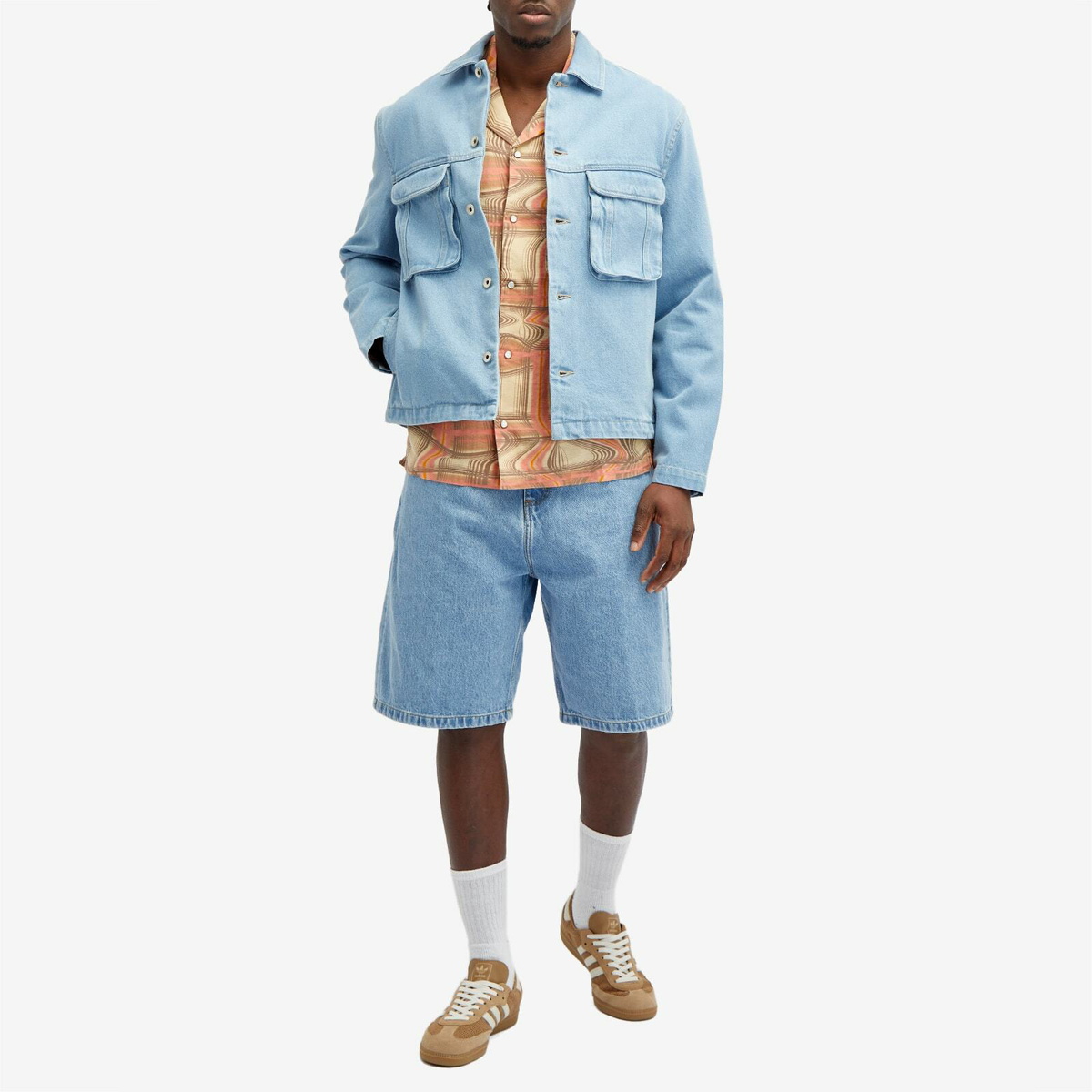 Magic Castles Men's Pocket Overshirt in Ice Blue
