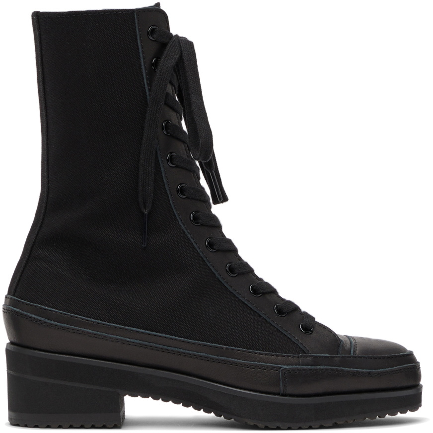 Yohji Yamamoto Black Canvas Heeled High Top Sneakers Yohji Yamamoto