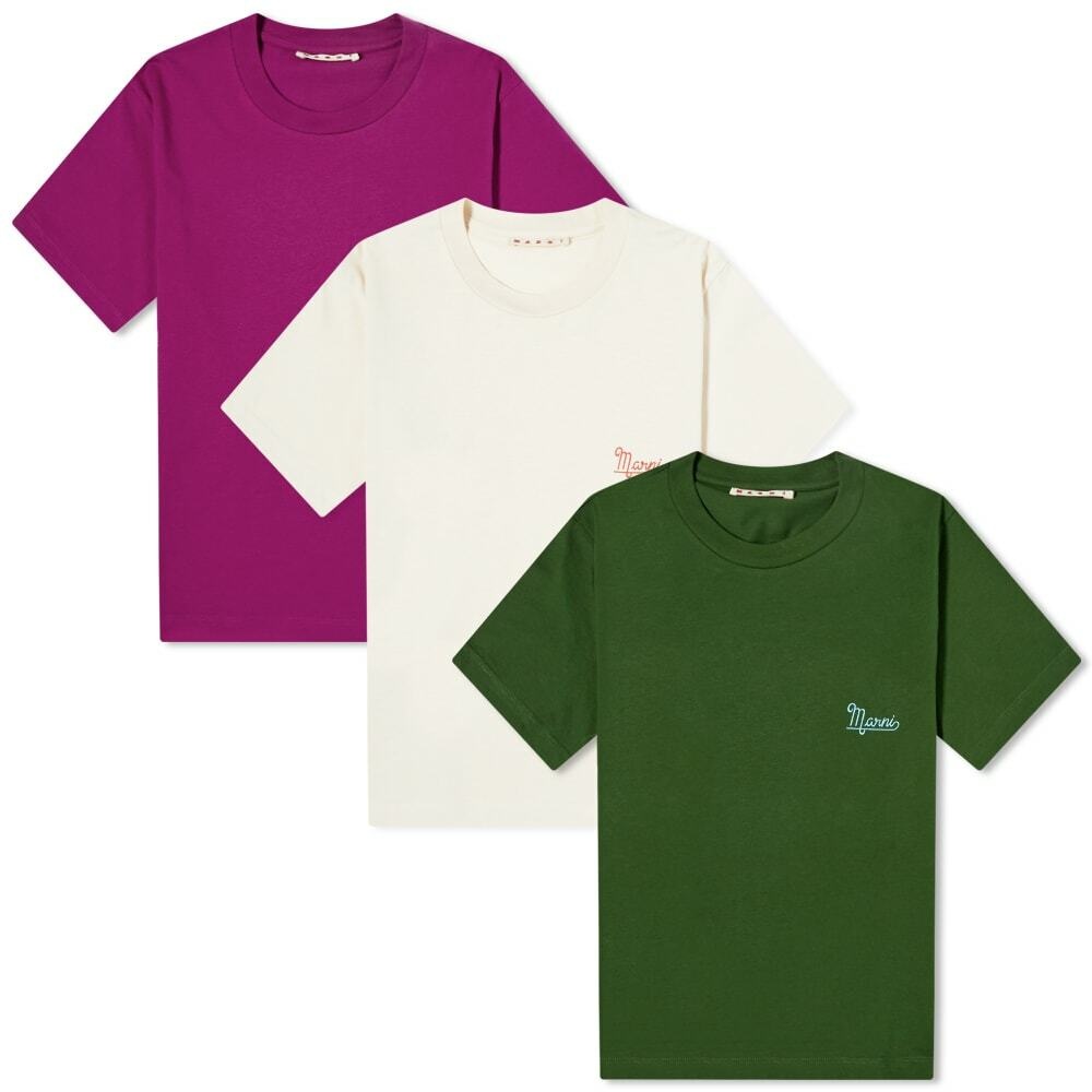 Marni Pack of 3 Cotton Jersey Logo Embroidered Tees Marni