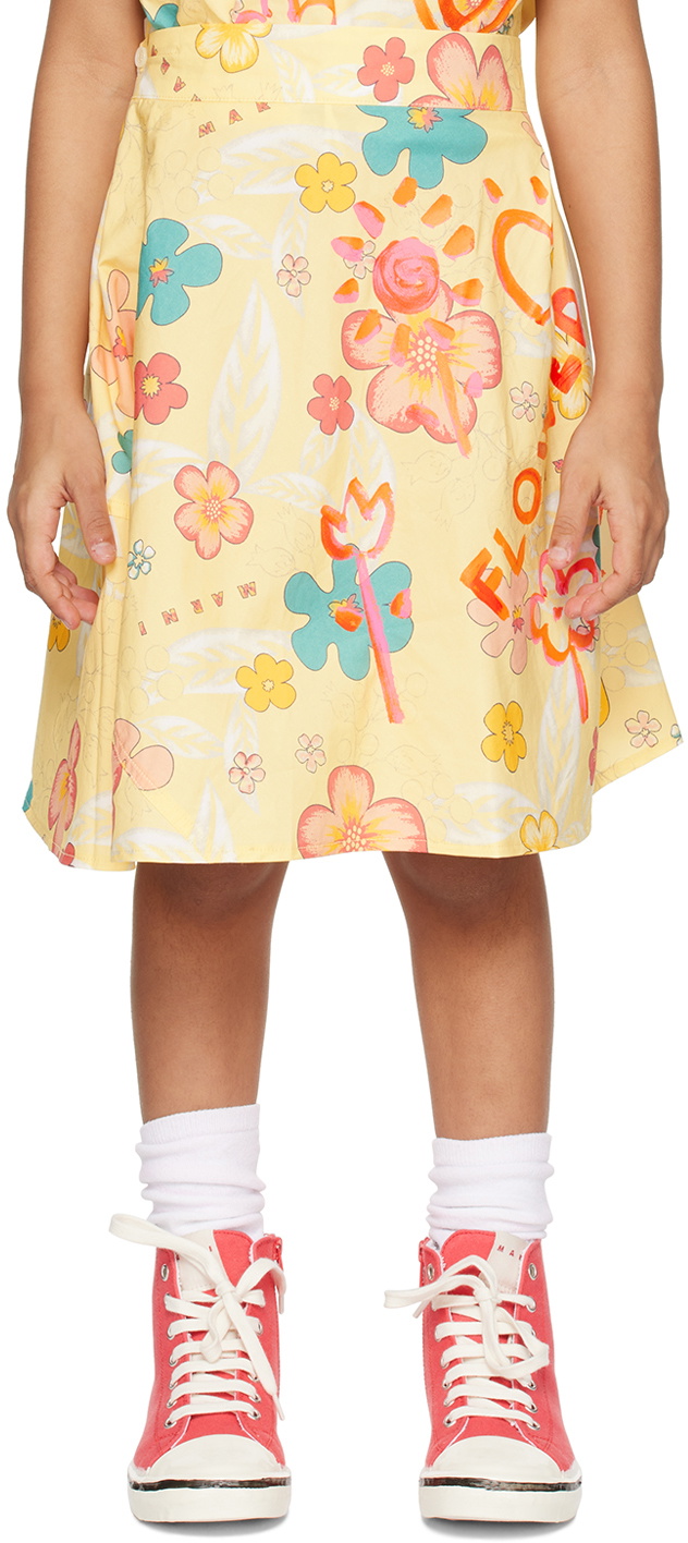 Marni Kids Yellow Printed Skirt