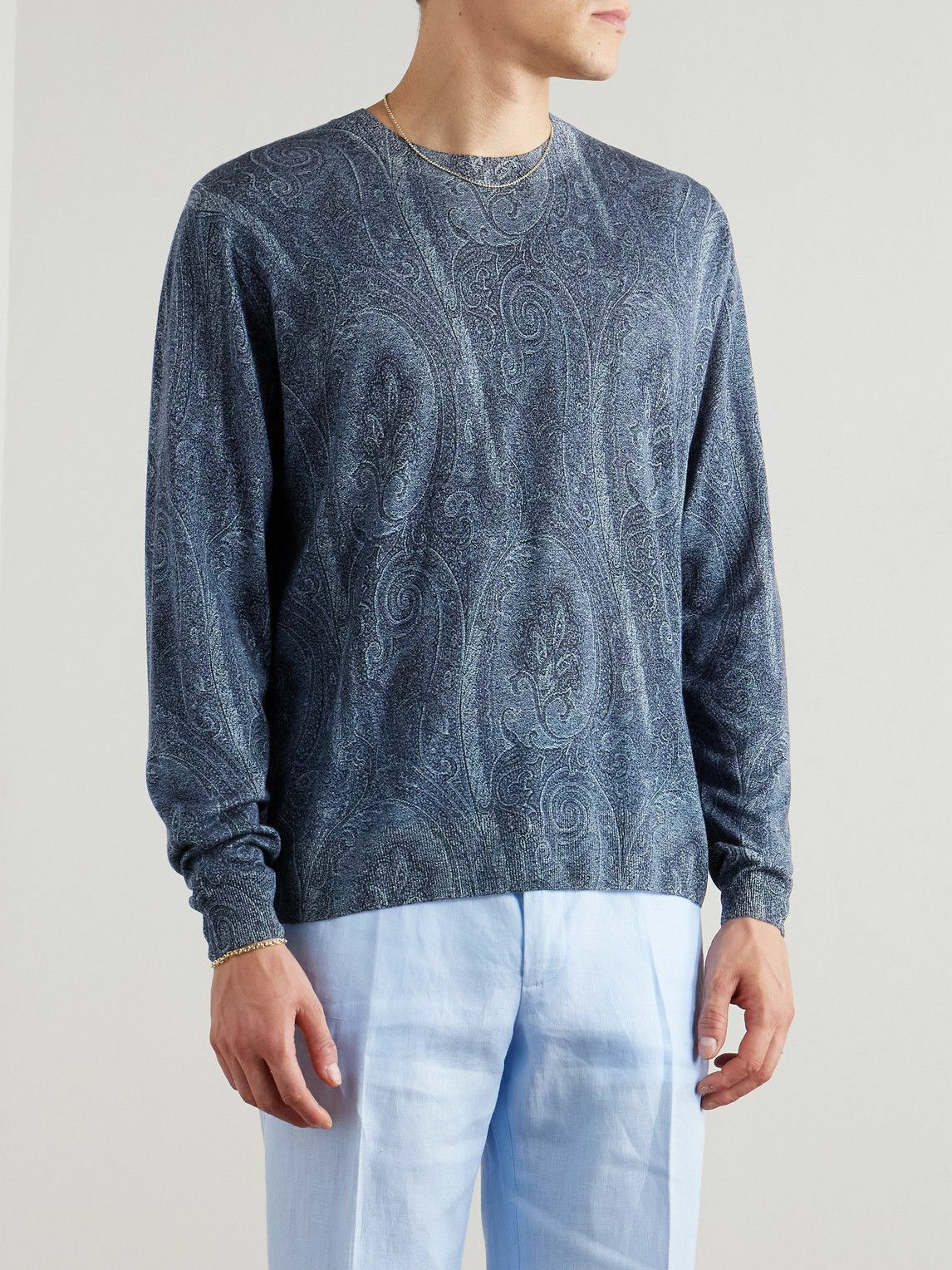 ETRO プリント柄 長袖ニットセーター 40 ETRO Paisley-print mesh turtleneck top | NET-A-PORTER