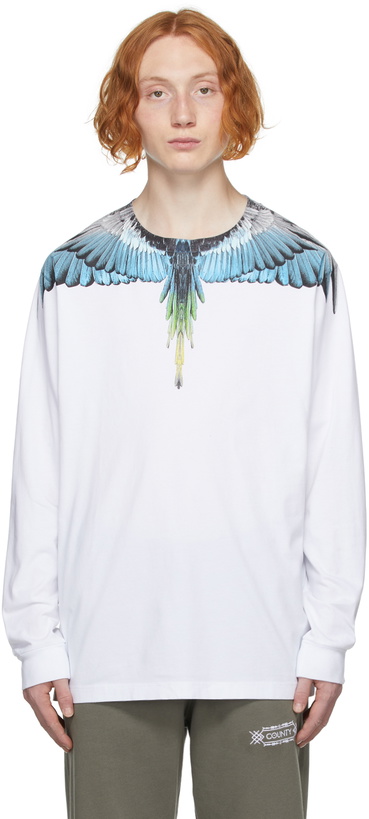 Photo: Marcelo Burlon County of Milan White & Blue Wings Long Sleeve T-Shirt